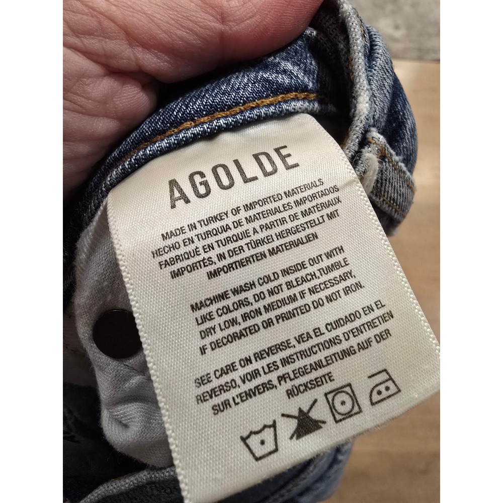 AGOLDE Riley High Rise Straight Jeans Light Wash Distressed‎ Size   25 - Picture 8 of 10